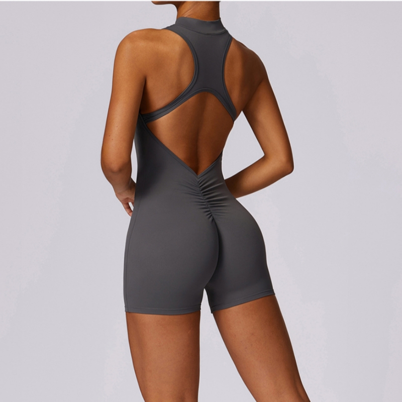 Yoga Overall Fitness - Jumpsuit Latihan Ritsleting Musim Panas Overall