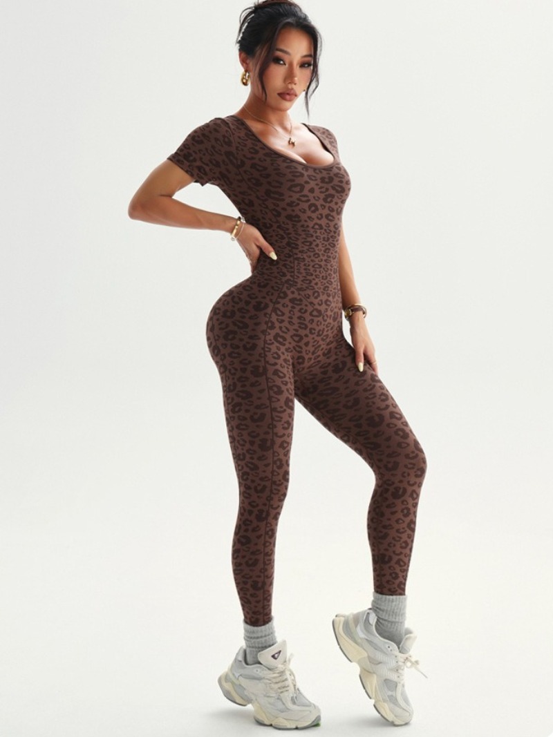 Jumpsuit Leopard Tanpa Punggun - Yoga Overall Fitness ulasan dan harga