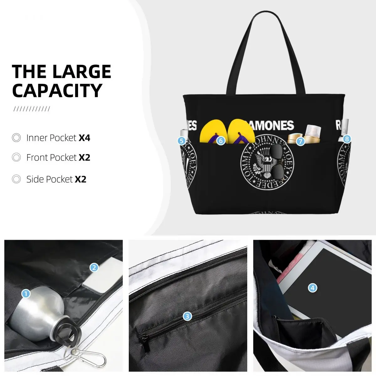 Tas Tote Pantai Ramone Merch,  - Yoga Fitness Merch ulasan dan harga